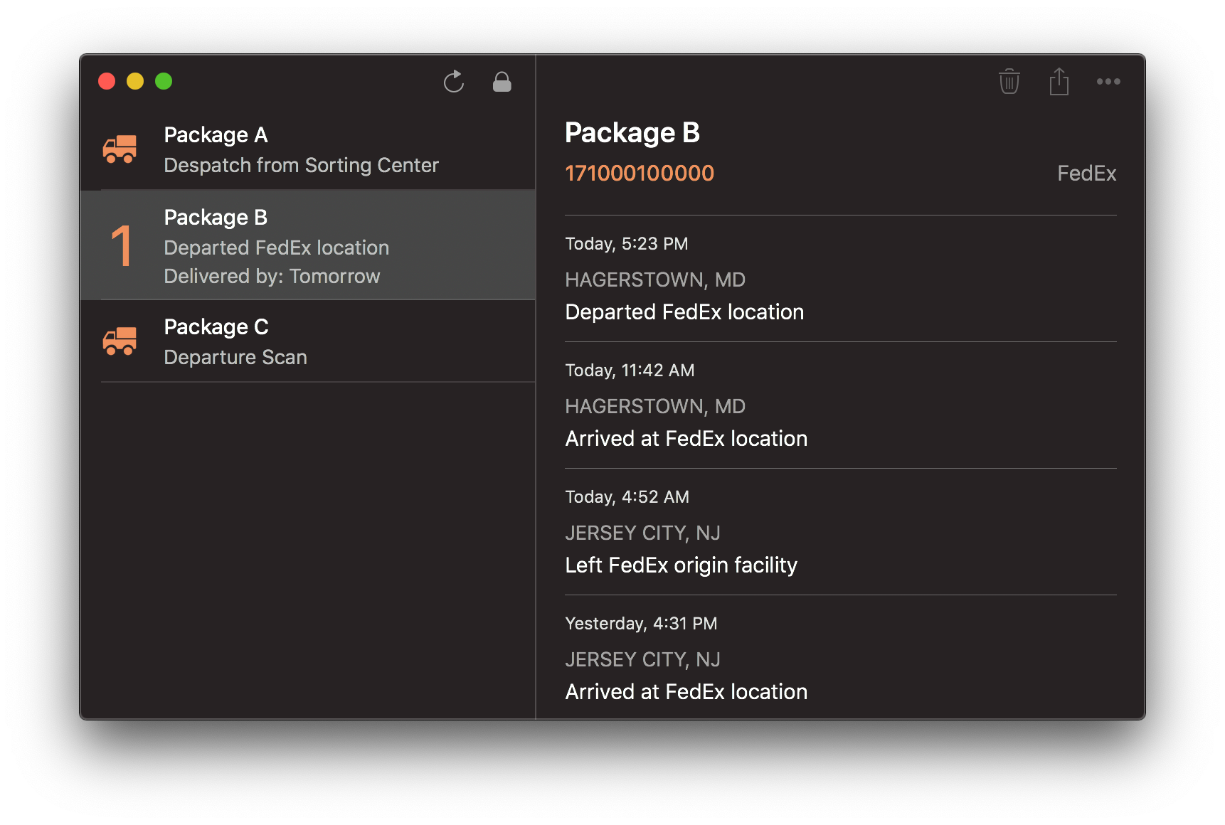 Parcel screenshot Parcel screenshot
