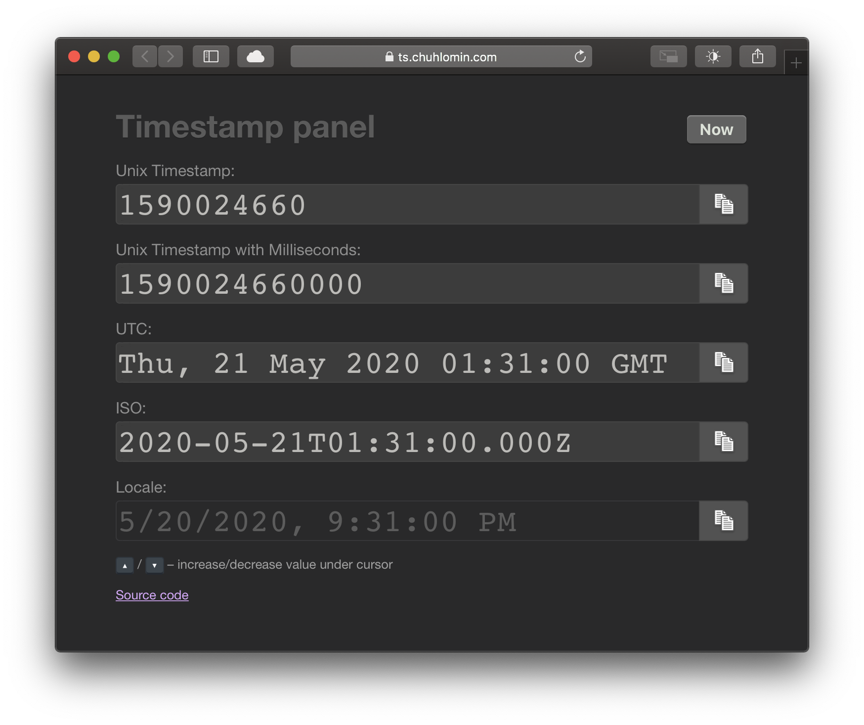 Timestamp Panel screenshot Timestamp Panel screenshot
