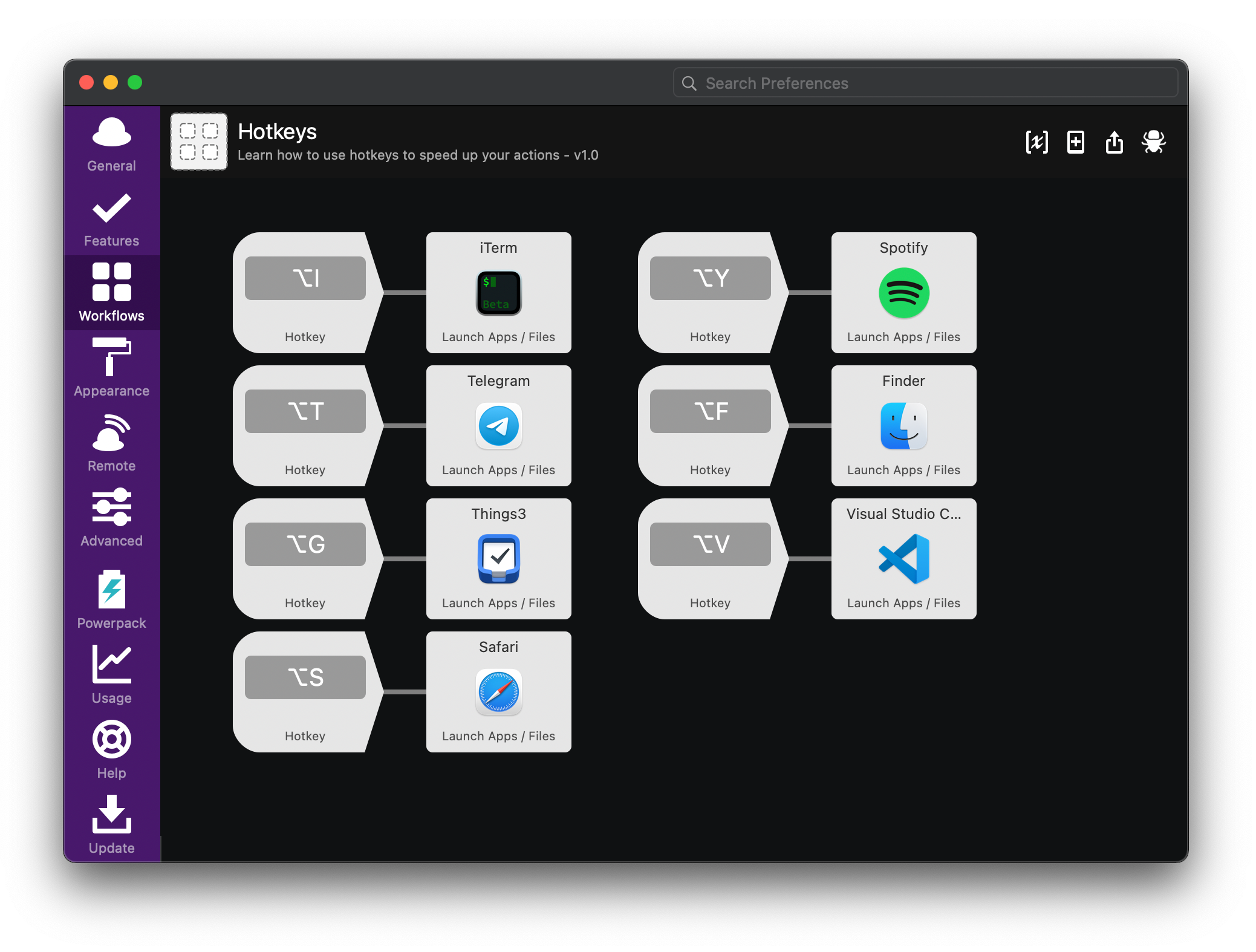 Alfred Hotkeys Workflow Alfred Hotkeys Workflow